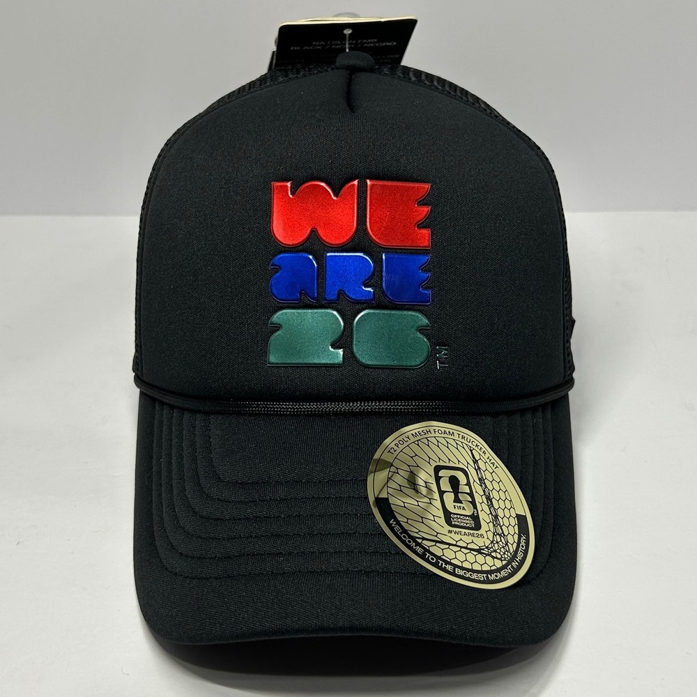 FIFA World Cup 2026 We Are 26 Black Mesh Foam Trucker Hat Snapback Official New